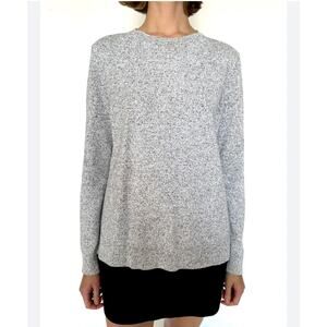 COS Black & White Marled Round Neck Long Sleeve Sweater 100% Cotton S